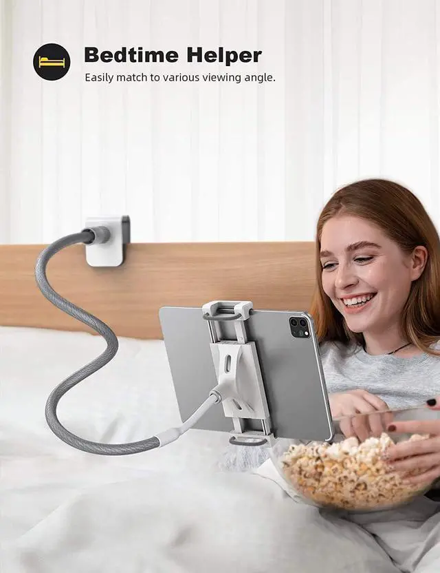 Alt view image 4 of 7 - Gooseneck Tablet Holder Tablet Stand : Flexible Arm Clip Tablet Mount Compatible with iPad Mini Pro Air Switch Galaxy Tabs More 4.7-10.5 Devices - Gray