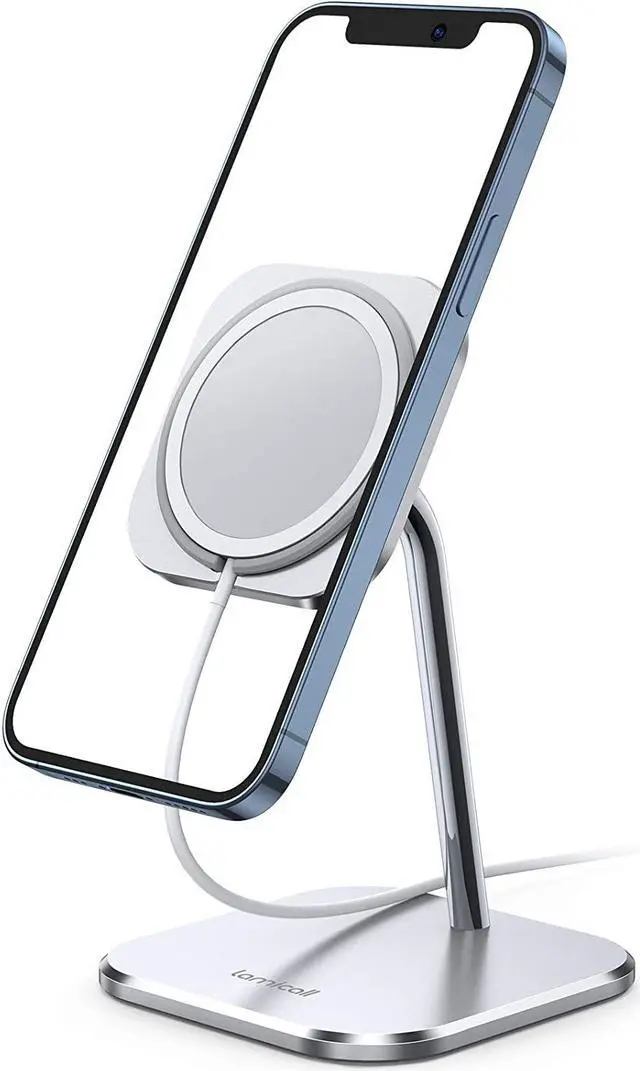 Main image of Lamicall Phone Stand for Apple 15W MagSafe Charger - [Charger Not Included] 360 Rotation Adjustable Aluminum Charging Holder Dock for Desk, Compatible with iPhone 17 16 15 14 Air, Pro, Pro Max, Plus
