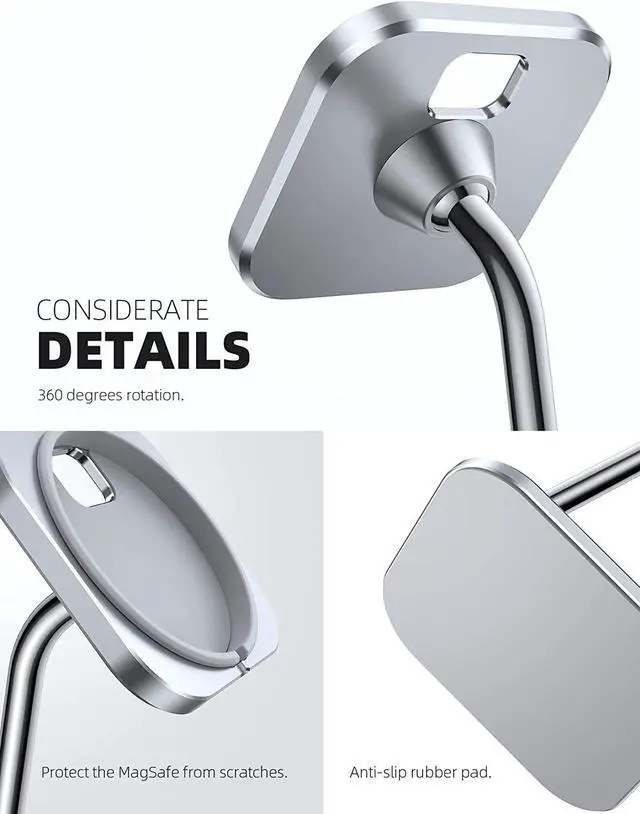 Alt view image 6 of 7 - Lamicall Phone Stand for Apple 15W MagSafe Charger - [Charger Not Included] 360 Rotation Adjustable Aluminum Charging Holder Dock for Desk, Compatible with iPhone 17 16 15 14 Air, Pro, Pro Max, Plus