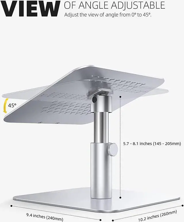 Alt view image 5 of 7 - Laptop Stand Adjustable, Lamicall Notebook Holder : Multi-Angle Height Ventilated Laptop Riser for Desk, 360 Rotating, Compatible with MacBook Air Pro, Dell XPS, HP More Notebooks - Silver