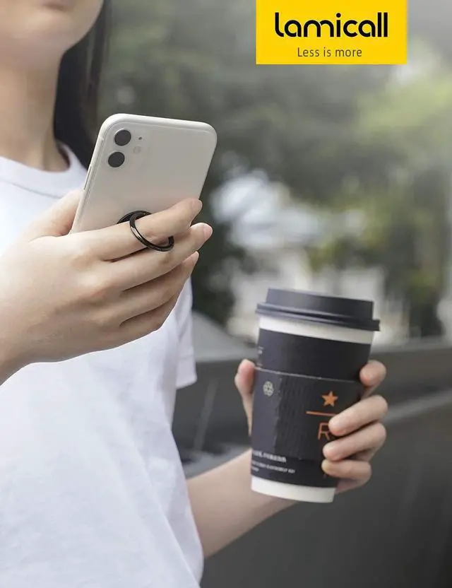 Alt view image 7 of 7 - Cell Phone Finger Ring Holder - Lamicall Phone Kickstand, Metal Grip Stand for Hand Compatible with iPhone 11 Pro XS Max XR X 8 7 6 6s Plus 5s SE, Galaxy S10 S8 S9 - Small Version