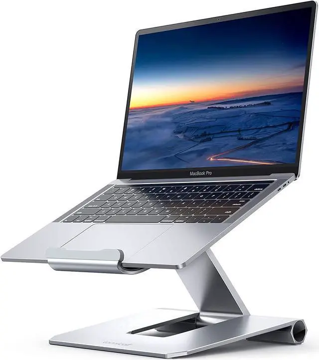 Main image of Lamicall Laptop Stand, Adjustable Notebook Riser - Foldable Portable Ergonomic Computer Desktop Laptop Holder for Desk, Compatible with MacBook Air Pro, Dell XPS, HP (10-17") - Silver