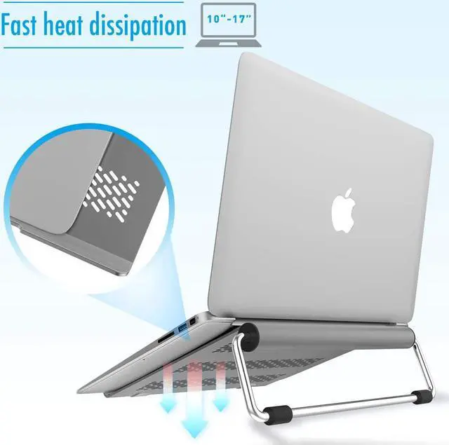 Alt view image 3 of 7 - Lamicall Laptop Stand, Adjustable Notebook Stand : Ventilated Laptop Riser Holder Compatible with Laptops Such as MacBook Air Pro, Dell XPS, Microsoft, HP More Laptops up to 17 inch- Gray