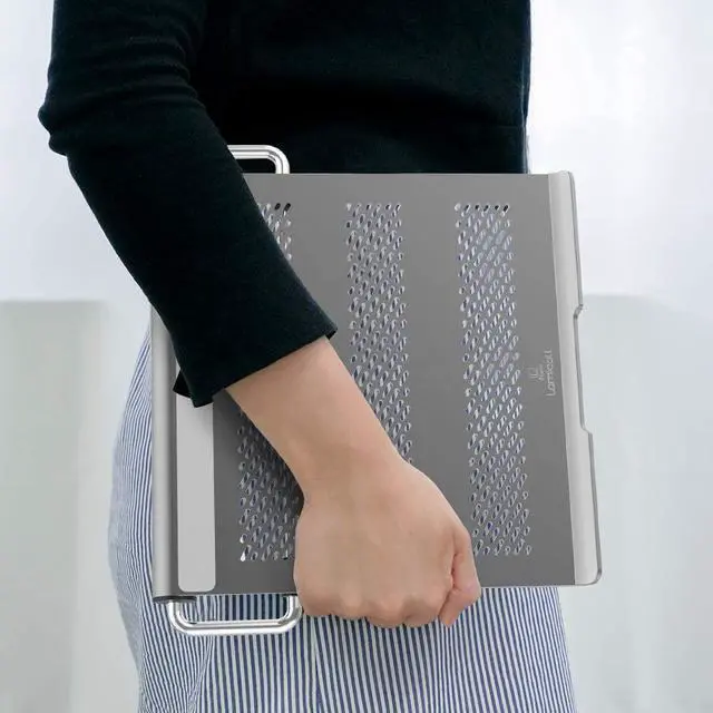 Alt view image 5 of 7 - Lamicall Laptop Stand, Adjustable Notebook Stand : Ventilated Laptop Riser Holder Compatible with Laptops Such as MacBook Air Pro, Dell XPS, Microsoft, HP More Laptops up to 17 inch- Gray