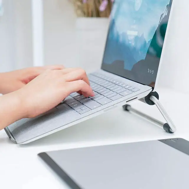 Alt view image 7 of 7 - Lamicall Laptop Stand, Adjustable Notebook Stand : Ventilated Laptop Riser Holder Compatible with Laptops Such as MacBook Air Pro, Dell XPS, Microsoft, HP More Laptops up to 17 inch- Gray