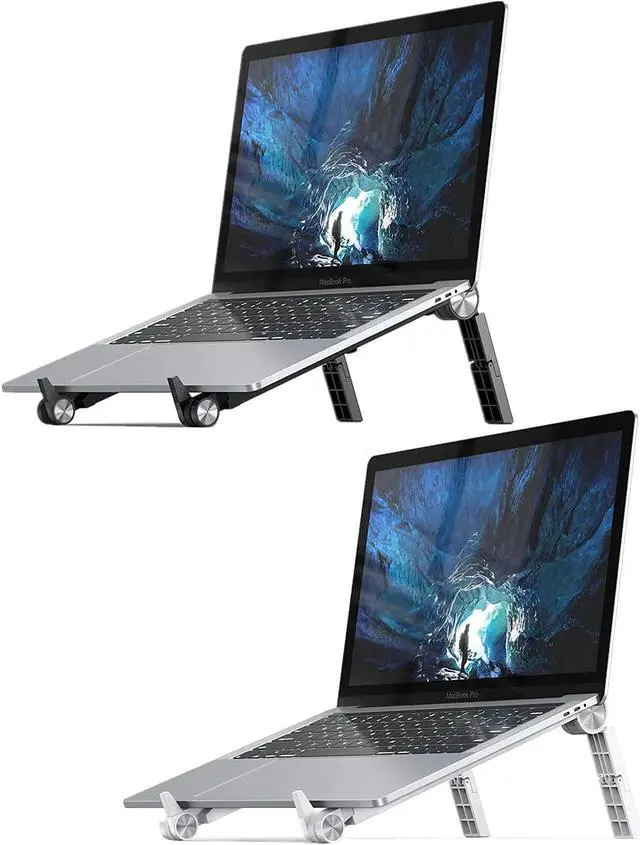 Main image of Lamicall Laptop Riser Stand Adjustable - Portable Foldable Ergonomic Computer Notebook Stand Holder for Desk, Compatible with MacBook Air Pro, Dell XPS, HP (10-15.6'') - Black & White Bundle
