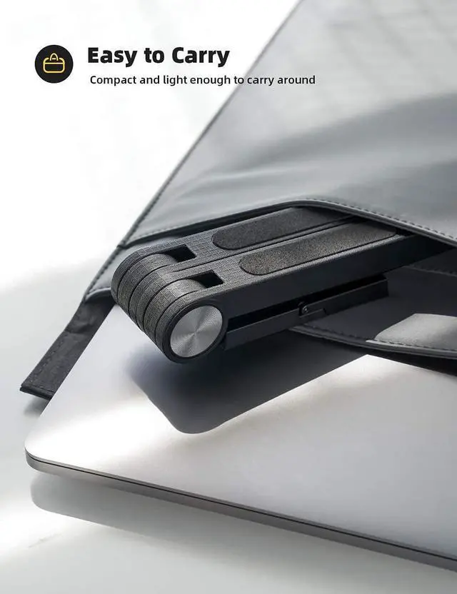 Alt view image 4 of 7 - Lamicall Laptop Riser Stand Adjustable - Portable Foldable Ergonomic Computer Notebook Stand Holder for Desk, Compatible with MacBook Air Pro, Dell XPS, HP (10-15.6'') - Black & White Bundle