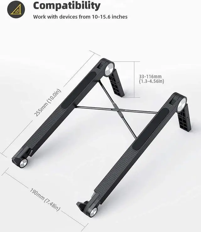 Alt view image 5 of 7 - Lamicall Laptop Riser Stand Adjustable - Portable Foldable Ergonomic Computer Notebook Stand Holder for Desk, Compatible with MacBook Air Pro, Dell XPS, HP (10-15.6'') - Black & White Bundle