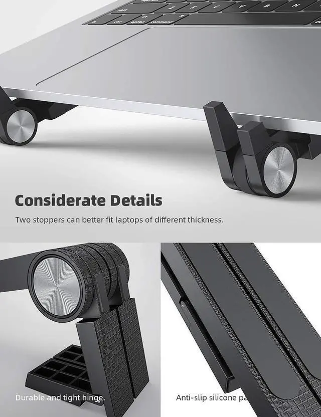 Alt view image 6 of 7 - Lamicall Laptop Riser Stand Adjustable - Portable Foldable Ergonomic Computer Notebook Stand Holder for Desk, Compatible with MacBook Air Pro, Dell XPS, HP (10-15.6'') - Black & White Bundle