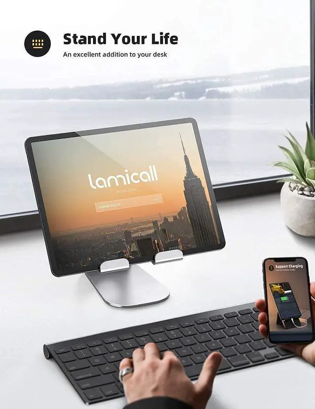 Alt view image 4 of 7 - Lamicall Adjustable Tablet Stand and Adjustable Laptop Stand Holder Bundle