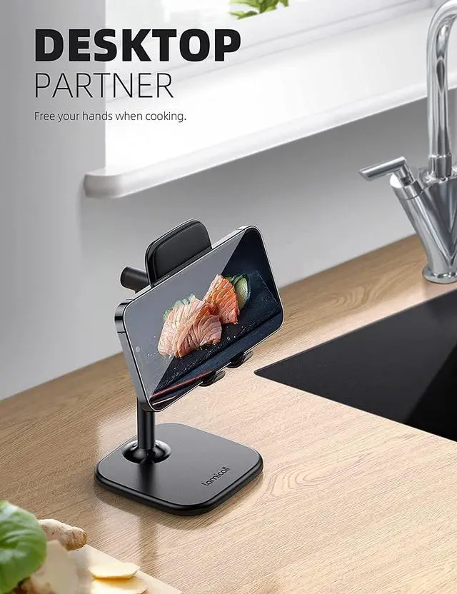 Alt view image 4 of 7 - Lamicall Cell Phone Stand for Desk - Adjustable Mobile Phone Holder Dock for Table, Desktop, Office - Combination Suit