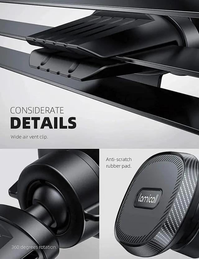 Alt view image 6 of 7 - Lamicall Car Headrest Tablet Holder and Car Magnetic Phone Holder - Black