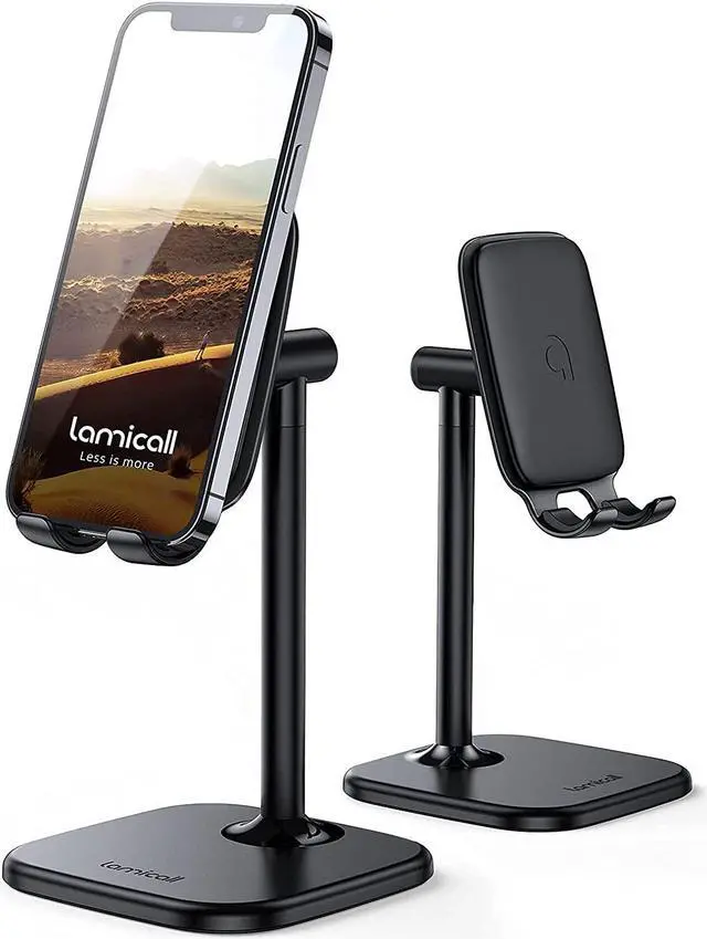 Alt view image 2 of 7 - Lamicall Cell Phone Stand for Desk - Adjustable Mobile Phone Holder Dock for Table, Desktop, Office - Combination Suit