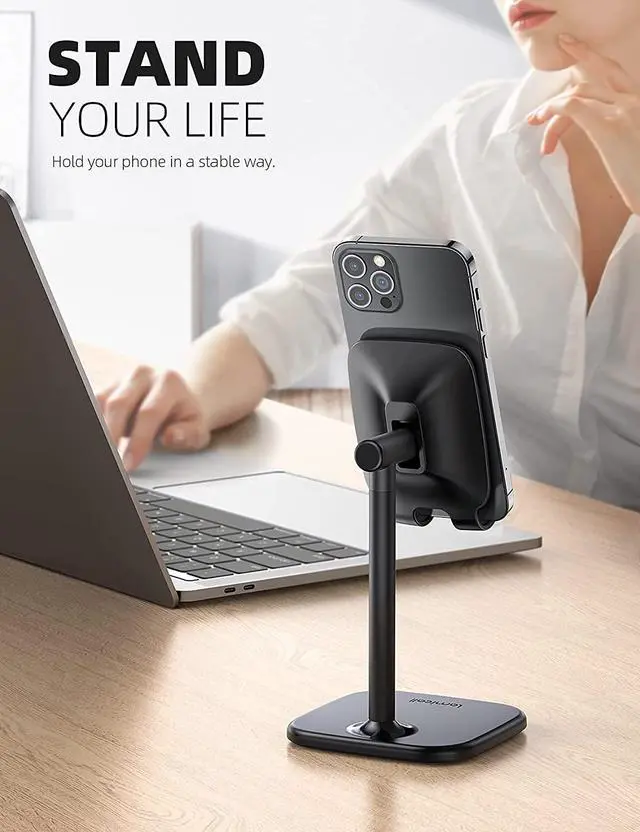 Alt view image 3 of 7 - Lamicall Cell Phone Stand for Desk - Adjustable Mobile Phone Holder Dock for Table, Desktop, Office - Combination Suit