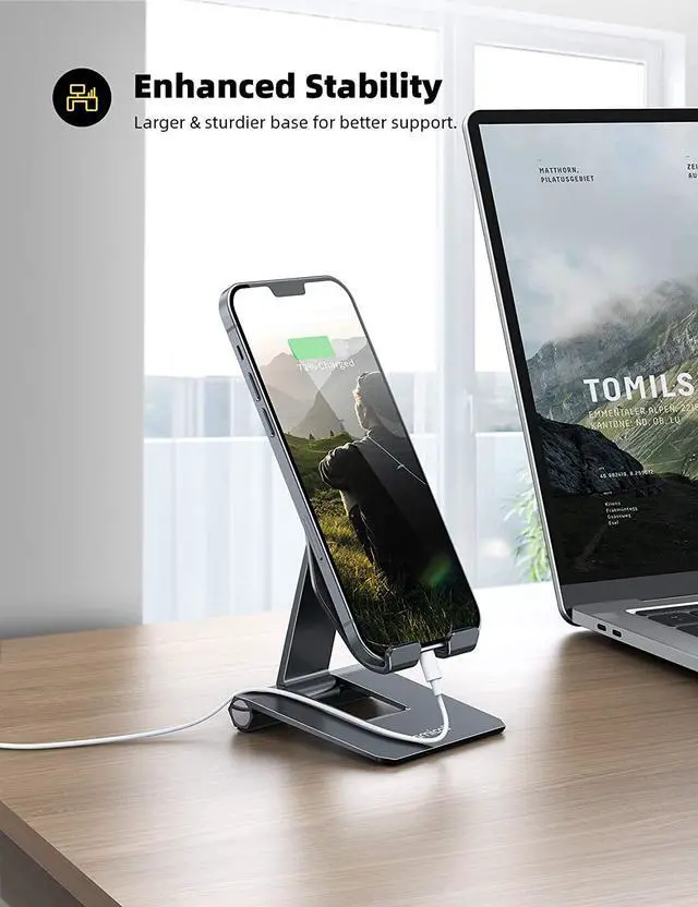 Alt view image 5 of 7 - Lamicall Adjustable and FoldableCell Phone Stand for Desk