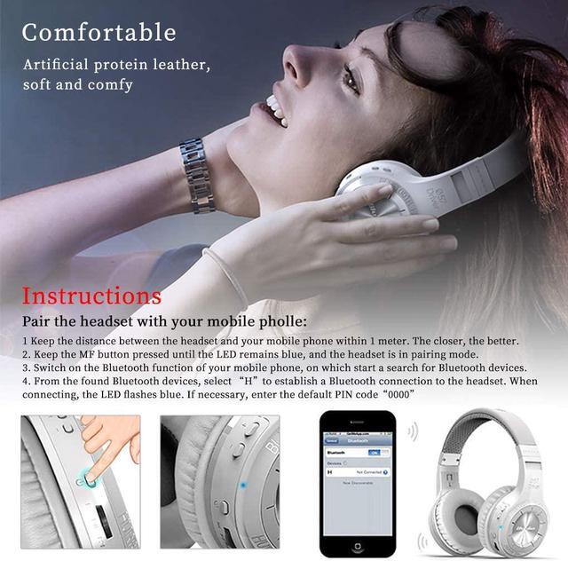 Alt view image 5 of 5 - Bluedio Wireless Bluetooth V5.0 Stereo Headphones with Mic (HT Turbine White )