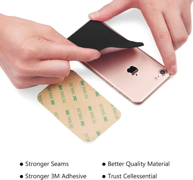 Alt view image 6 of 7 - ICESPRING Cell Phone Pocket Self Adhesive Card Holder Stick On Wallet Sleeve with 3M Adhesive RFID Card ID Credit Card ATM Card Holder for iPhone Android 2 Pack Black