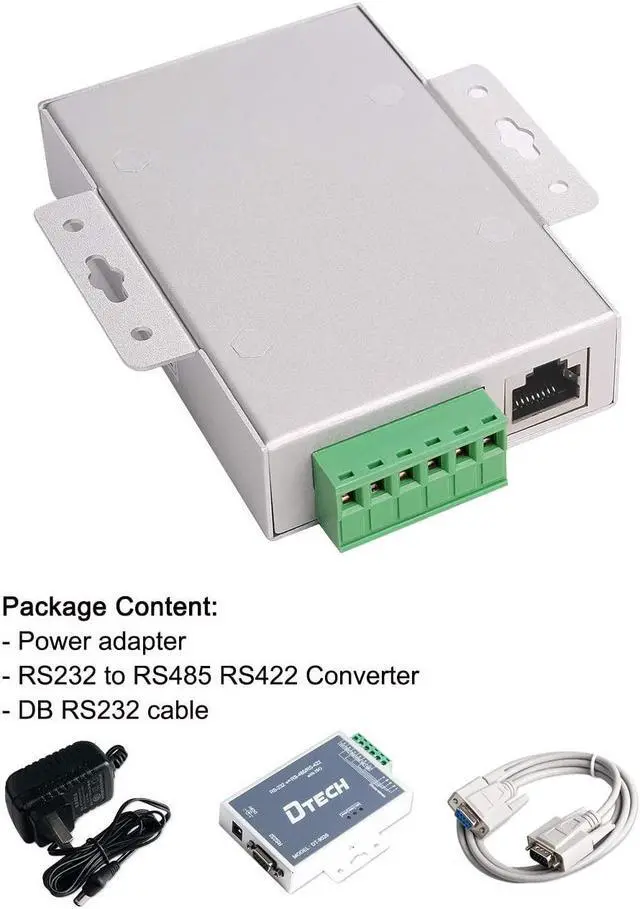 Alt view image 7 of 7 - DTECH Active Isolated RS232 to RS485 RS422 Converter with RJ45 Serial Port Terminal Board Power Adapter DB9 Cable Optical Isolation Protection 2.5kV