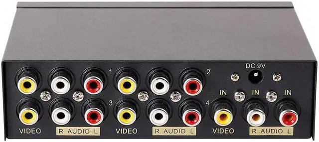 Main image of DTECH Powered 4 Way 3 RCA Splitter Box 1 in 4 Out Composite Video Audio Distribution Duplicator with Power Adapter
