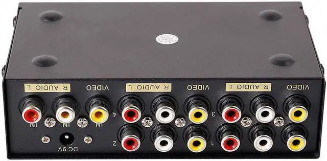 Alt view image 4 of 7 - DTECH Powered 4 Way 3 RCA Splitter Box 1 in 4 Out Composite Video Audio Distribution Duplicator with Power Adapter
