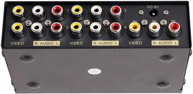 Alt view image 5 of 7 - DTECH Powered 4 Way 3 RCA Splitter Box 1 in 4 Out Composite Video Audio Distribution Duplicator with Power Adapter