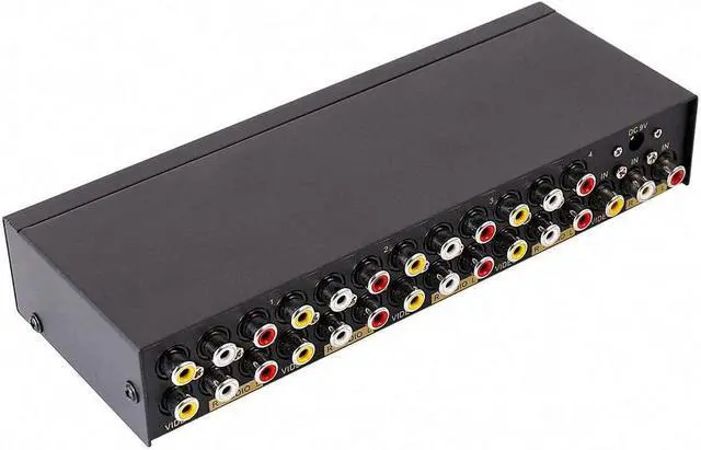 Alt view image 4 of 7 - DTECH Powered 8 Way 3 RCA Splitter Box 1 in 8 Out Composite Video Audio Distribution Duplicator with Power Adapter Compatible with TV Projector Receiver Gaming Console Video Capture Card