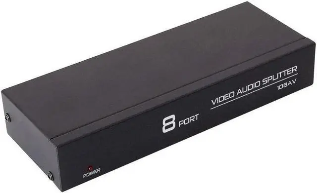 Alt view image 5 of 7 - DTECH Powered 8 Way 3 RCA Splitter Box 1 in 8 Out Composite Video Audio Distribution Duplicator with Power Adapter Compatible with TV Projector Receiver Gaming Console Video Capture Card