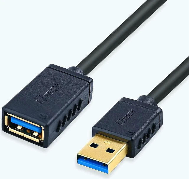 Alt view image 3 of 7 - DTECH 6ft USB 3.0 Extension Cable Type A Male to Female Port Cord with Gold Plated Connector (Black, 6 Feet)