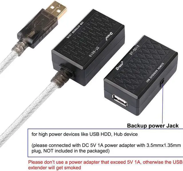Alt view image 3 of 7 - DTECH USB Extension Adapter USB to RJ45 Extender Over Cat5 Cat5e Ethernet Cable Set Connection up to 200ft