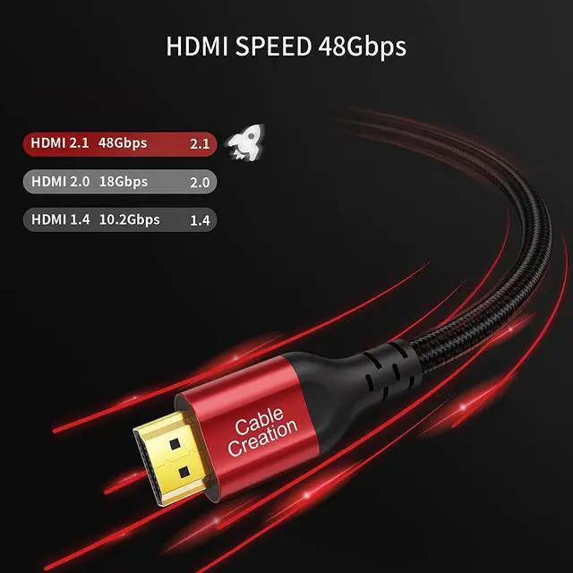 Alt view image 7 of 7 - CableCreation 8K 48Gbps Ultra High Speed HDMI Cable 10ft, 4K120 8K 60 144Hz eARC HDR HDCP 2.2 2.3 Compatible with PS5 PS4 Xbox Series X Macbook Pro 2021 Apple TV Roku TV 4K Sony LG Samsung TV RTX 3080