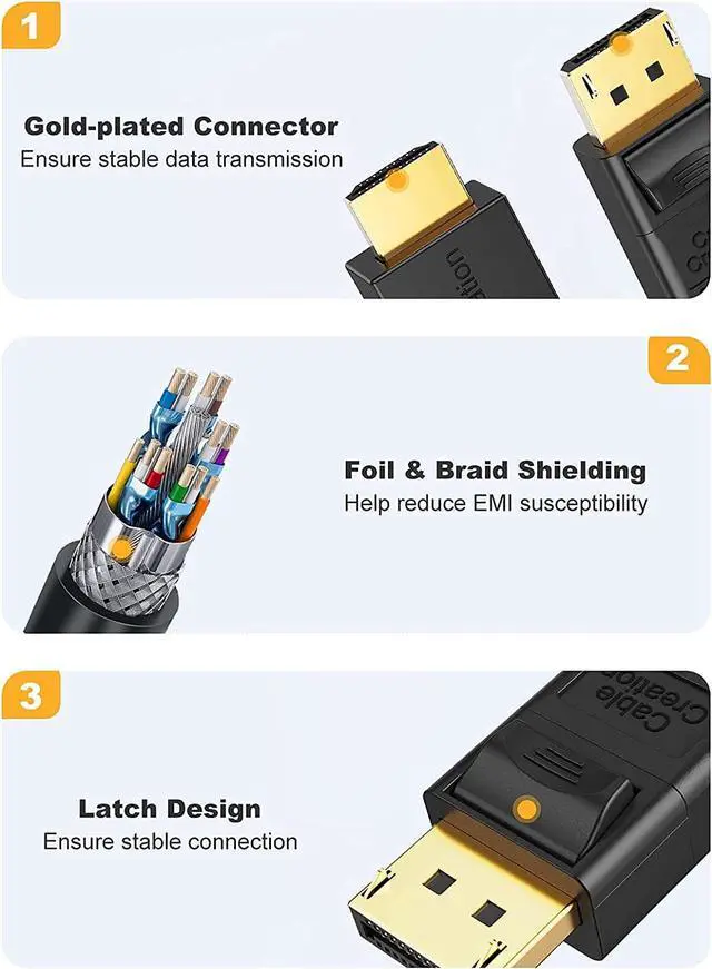 Alt view image 4 of 7 - Active DisplayPort to HDMI, CableCreation 6 Ft DP to HDMI Cable, Support Eyefinity Multi-Screen, 4K & 3D Audio/Video Converter, 1.83M / Black