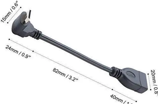 Alt view image 5 of 6 - Mini HDMI to HDMI Cable 0.5ft, CableCreation 90 Degree Upward Angle Mini-HDMI Male to HDMI Female Adapter, Support 1080P Full HD, 3D,for Camera, Camcorder, Graphics Card, Laptop,Tablet, HDTV, Black