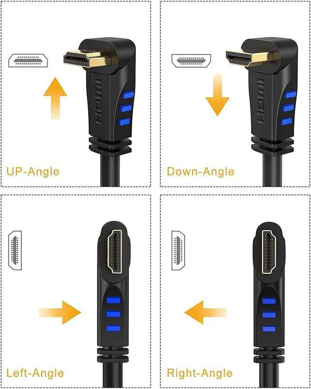 Alt view image 3 of 7 - HDMI 2.0 Cable, CableCreation 3 Feet 4K (60Hz) Down Angle 90 Degree Down HDMI Cable with Gold Plated Connector, Support Ultra HD, 3D Video, Ethernet, Audio Return Channel, Black