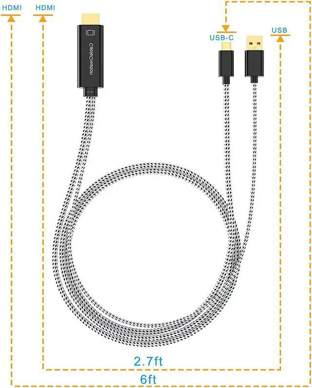 Alt view image 7 of 7 - USB C to HDMI Cable with USB Charge 6FT, CableCreation Type C to HDMI Cord Compatible with MacBook/Pro/Air, Galaxy S20/ S10, LG G5/ Q8/ V20, OnePlus 7(Pro)/ 7T (Pro), HDMI to USB C