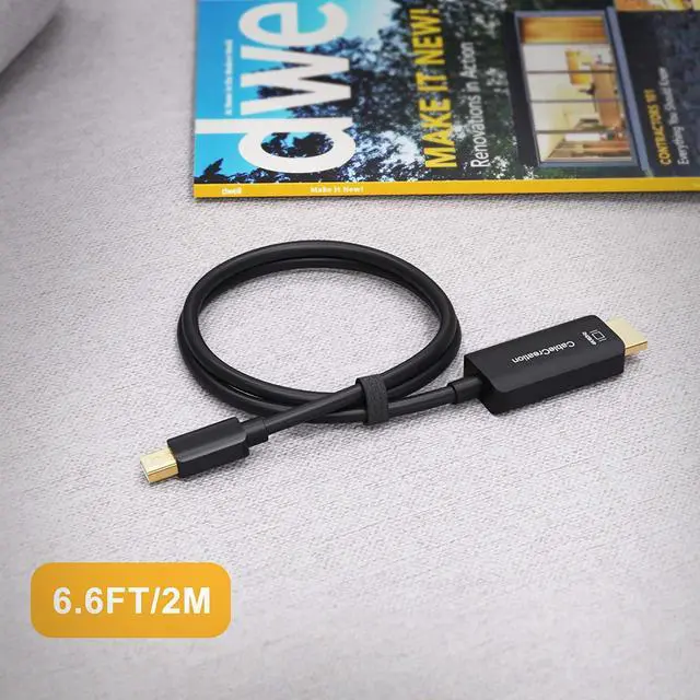 Alt view image 7 of 7 - Mini DisplayPort to HDMI Cable 4K@60Hz HDR, CableCreation 6ft Thunderbolt 2 (Mini DP) to HDMI Cable Compatible with Surface Pro/Dock/Book, MacBook Air/Pro, iMac, Monitor, HDTV, Projector & More