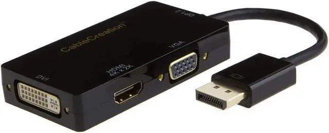 Main image of CableCreation Multi-Function Displayport to HDMI/DVI/VGA Adapter, 3 in 1 DP Displayport Adapter, Support HDMI 4K x 2K Resolution, Black