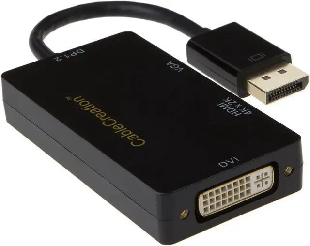 Alt view image 5 of 7 - CableCreation Multi-Function Displayport to HDMI/DVI/VGA Adapter, 3 in 1 DP Displayport Adapter, Support HDMI 4K x 2K Resolution, Black