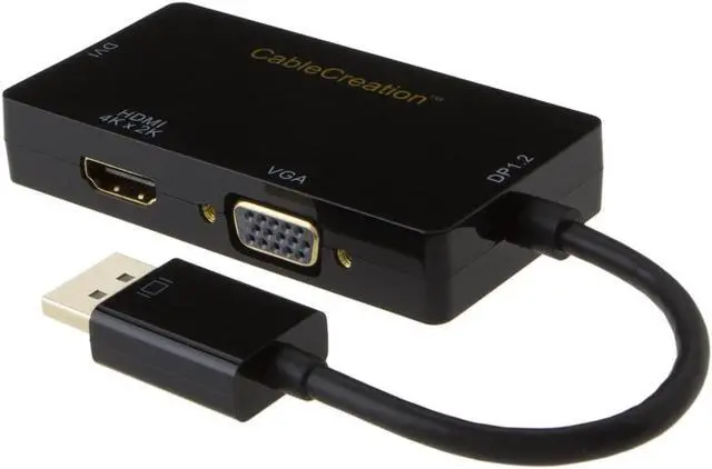 Alt view image 2 of 7 - CableCreation Multi-Function Displayport to HDMI/DVI/VGA Adapter, 3 in 1 DP Displayport Adapter, Support HDMI 4K x 2K Resolution, Black