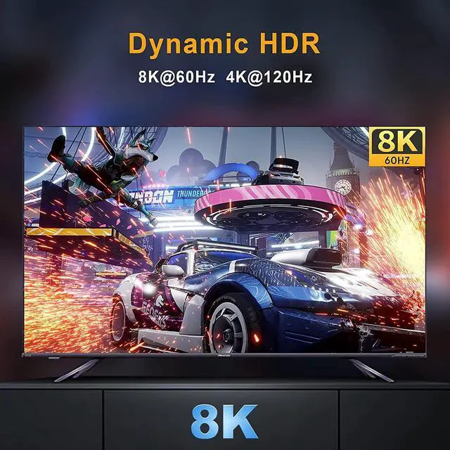 Alt view image 5 of 7 - CableCreation 8K Certified Ultra High Speed HDMI Cable 3.3ft, 48Gbps 8K 60 4K 120 144Hz eARC HDR HDCP 2.2 2.3 Compatible with MacBook Pro 2021, PS5 PS4 Xbox Series X Roku TV 4K LG Samsung TV RTX 3080