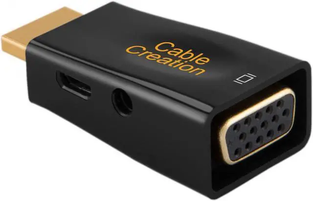 Alt view image 3 of 7 - CableCreation HDMI to VGA Adapter Gold Plated HDMI HDTV to VGA with Audio Converter Male to Female Support 1080P Black