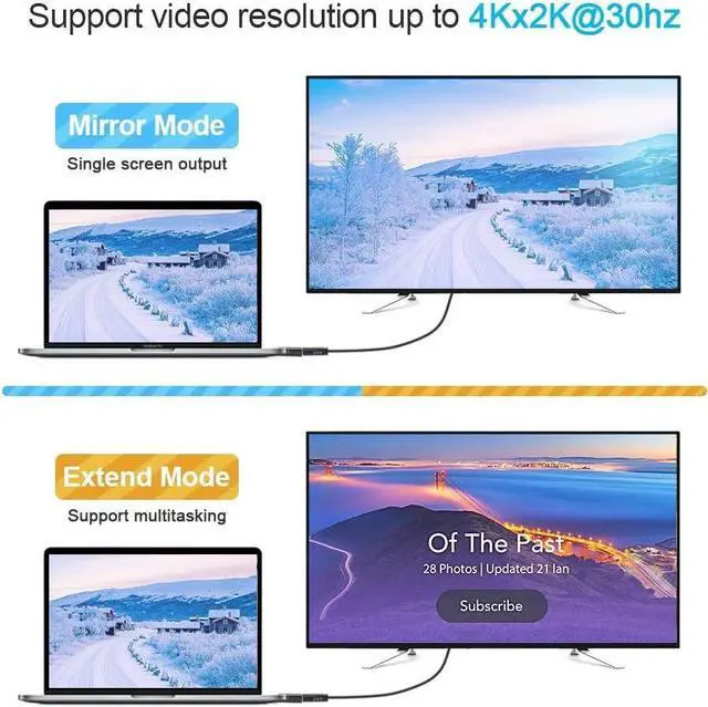 Alt view image 6 of 7 - [3-Pack] Displayport to HDMI Adapter Bundle with DisplayPort to HDMI Cable 6ft, Support 4K@30Hz