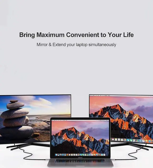 Alt view image 7 of 7 - CableCreation USB C to HDMI Cable 6FT 4K@60Hz HDR Bundle with USB-C to DisplayPort Cable 6FT 4K@60Hz, Nylon Braided Cord Compatible for MacBook/Pro/Air, Galaxy S20/ S10, LG V30, Aluminum