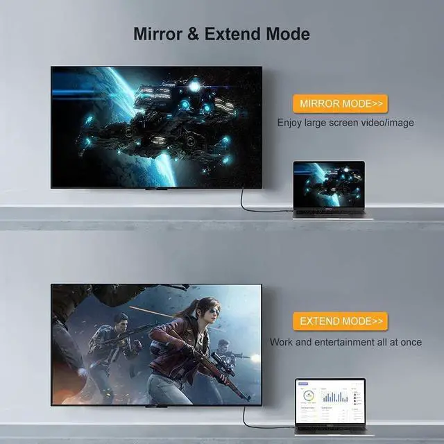 Alt view image 7 of 7 - CableCreation USB C to HDMI Cable 3FT 4K@60Hz HDR Bundle with USB-C to DisplayPort Cable 6FT 4K@60Hz, Nylon Braided Cord Compatible for MacBook/Pro/Air, Galaxy S20/ S10, LG V30, Aluminum