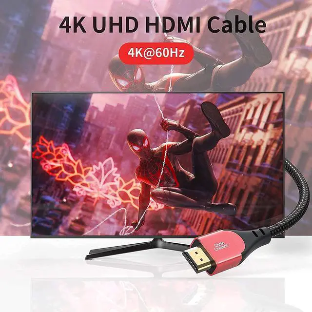 Alt view image 4 of 7 - 2 Pack HDMI Cable 4K@60Hz Red 3.3 ft+Gray 10ft, CableCreation HDMI 2.0 Cable, Support 3D, 2160P, 1080P, Ethernet Compatible with UHD TV, PS5/PS4, Xbox One, Blu-ray, PC, Projector and More