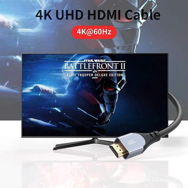 Alt view image 4 of 7 - 2 Pack HDMI Cable Gray 3.3 ft+Red 6.6ft, CableCreation HDMI 2.0 Cable, High-Speed 18Gbps, 4K HDR, 3D, 2160P, 1080P, Ethernet Support, Compatible with UHD TV, PS5/PS4, Xbox One, Blu-ray, PC, Projector