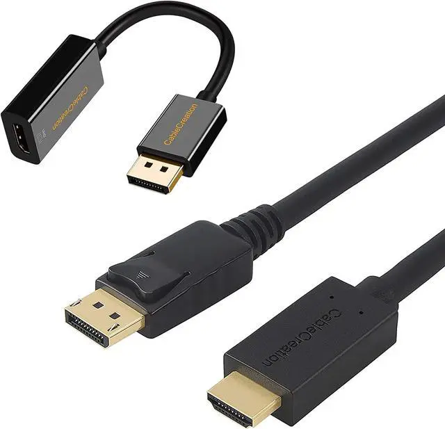 Main image of CableCreation 6ft Active DP to HDMI Cable Bundle with Active DP to HDMI Adapter Support UHD 4K @60Hz Audio/Video, Eyefinity Multi-Screen Compatible, Black