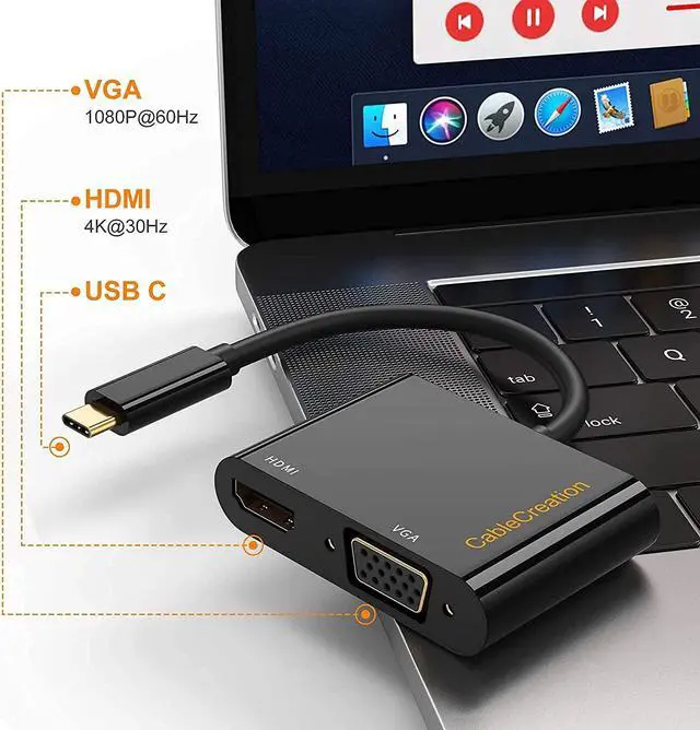 Alt view image 3 of 7 - DVI-D 24+1 to HDMI Cable 1080P +USB C to HDMI & VGA HubCompatible with MacBook Pro 2020, iPad Pro 2020, Dell XPS 13/15, Yoga 910, Surface Go