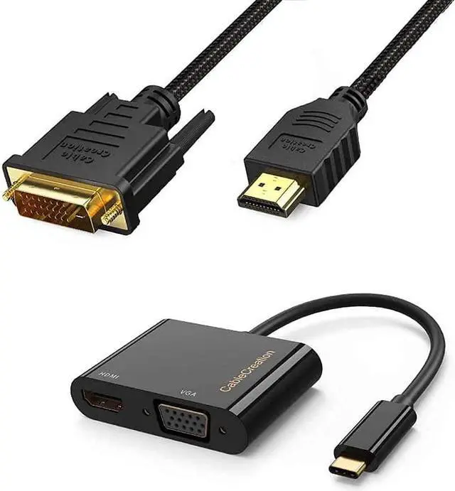 Main image of DVI-D 24+1 to HDMI Cable 1080P +USB C to HDMI & VGA HubCompatible with MacBook Pro 2020, iPad Pro 2020, Dell XPS 13/15, Yoga 910, Surface Go