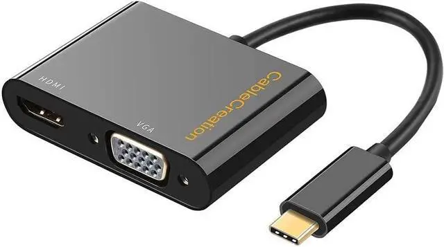 Alt view image 2 of 7 - CableCreation USB C to VGA HDMI Adapter Bundle with 1.5FT 3.5mm Aux Cable