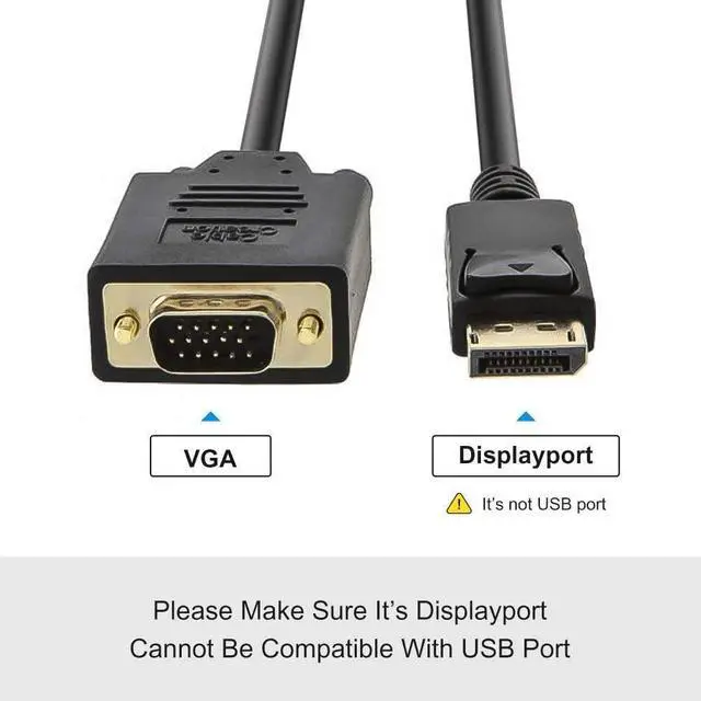 Alt view image 3 of 7 - CableCreation DisplayPort to VGA Cable 6ft 1080p@60Hz Bundle with DisplayPort to HDMI Cable 6ft 4K@30Hz